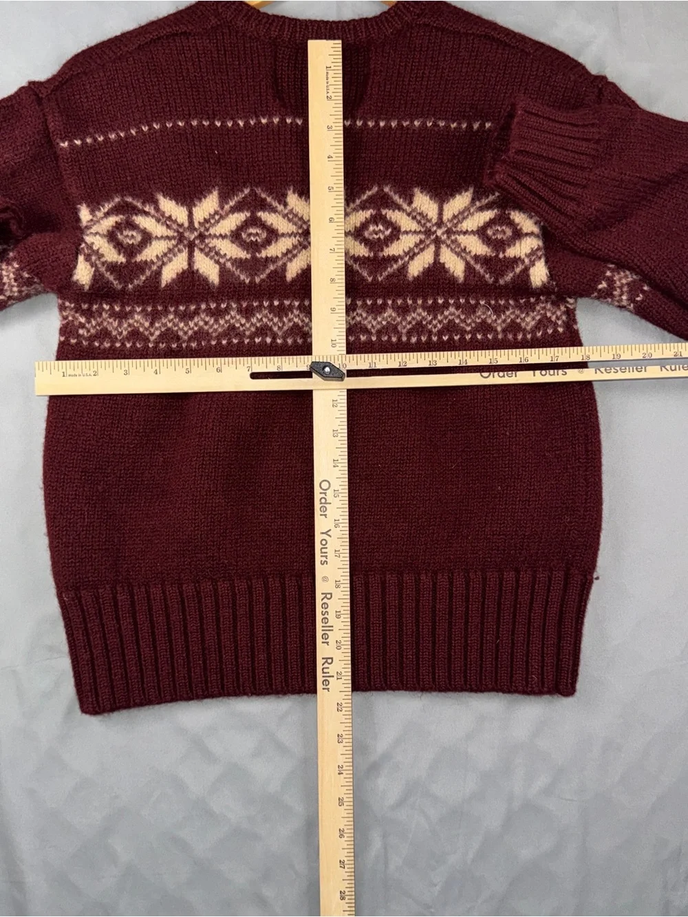 Vintage Abercrombie & Fitch Sweater Mens Small Red Wool Fair Isle Knit V Neck
